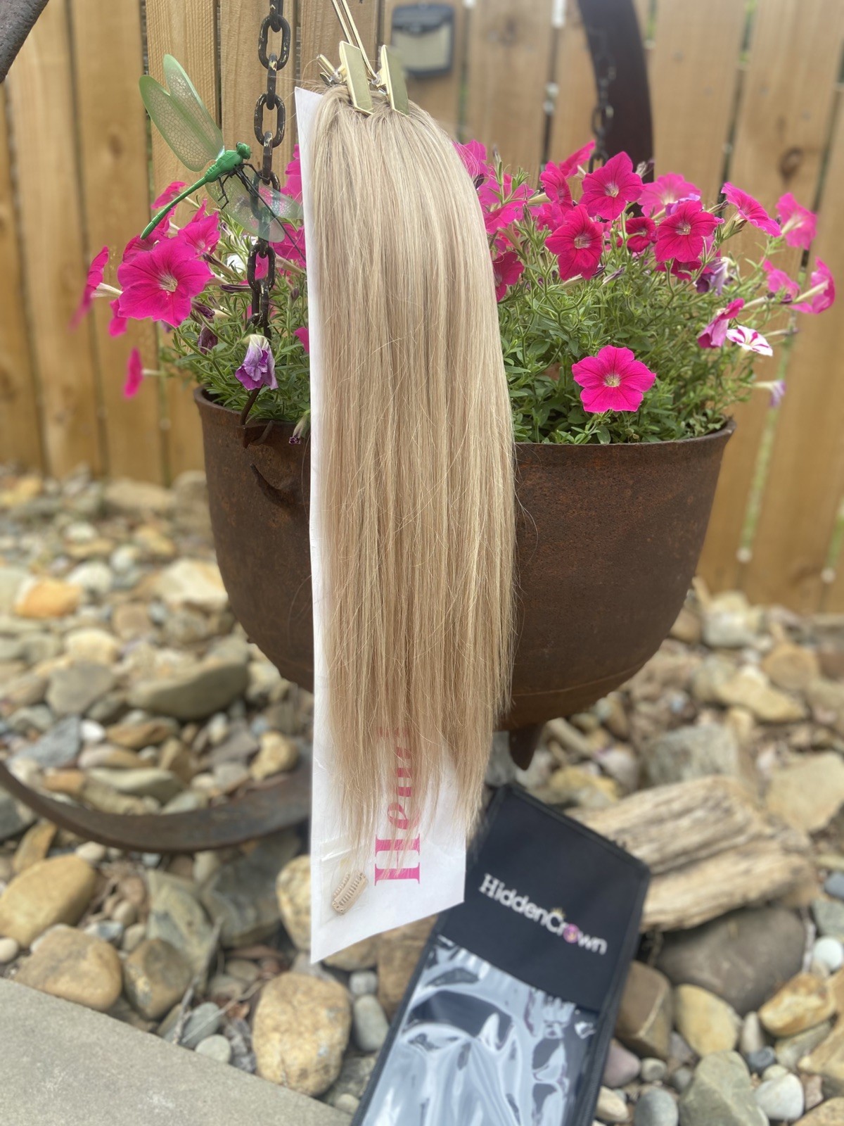NEW Hidden Crown Topper Light Ash Blonde Highlights and Lowlights 116R 16”
