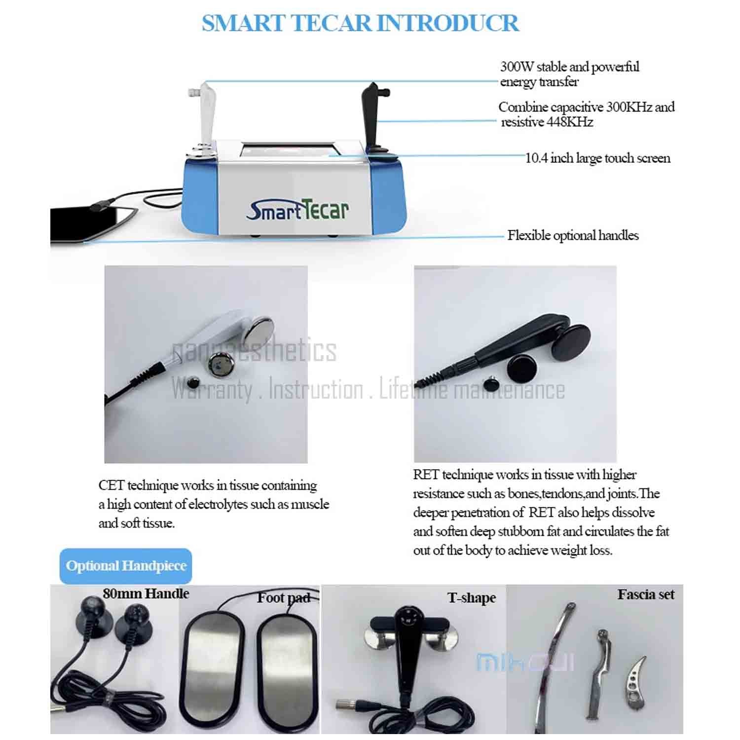 Smart Tecar Therapy Machine RET CET Physiotherapy Body Slim Massage Pain Relief