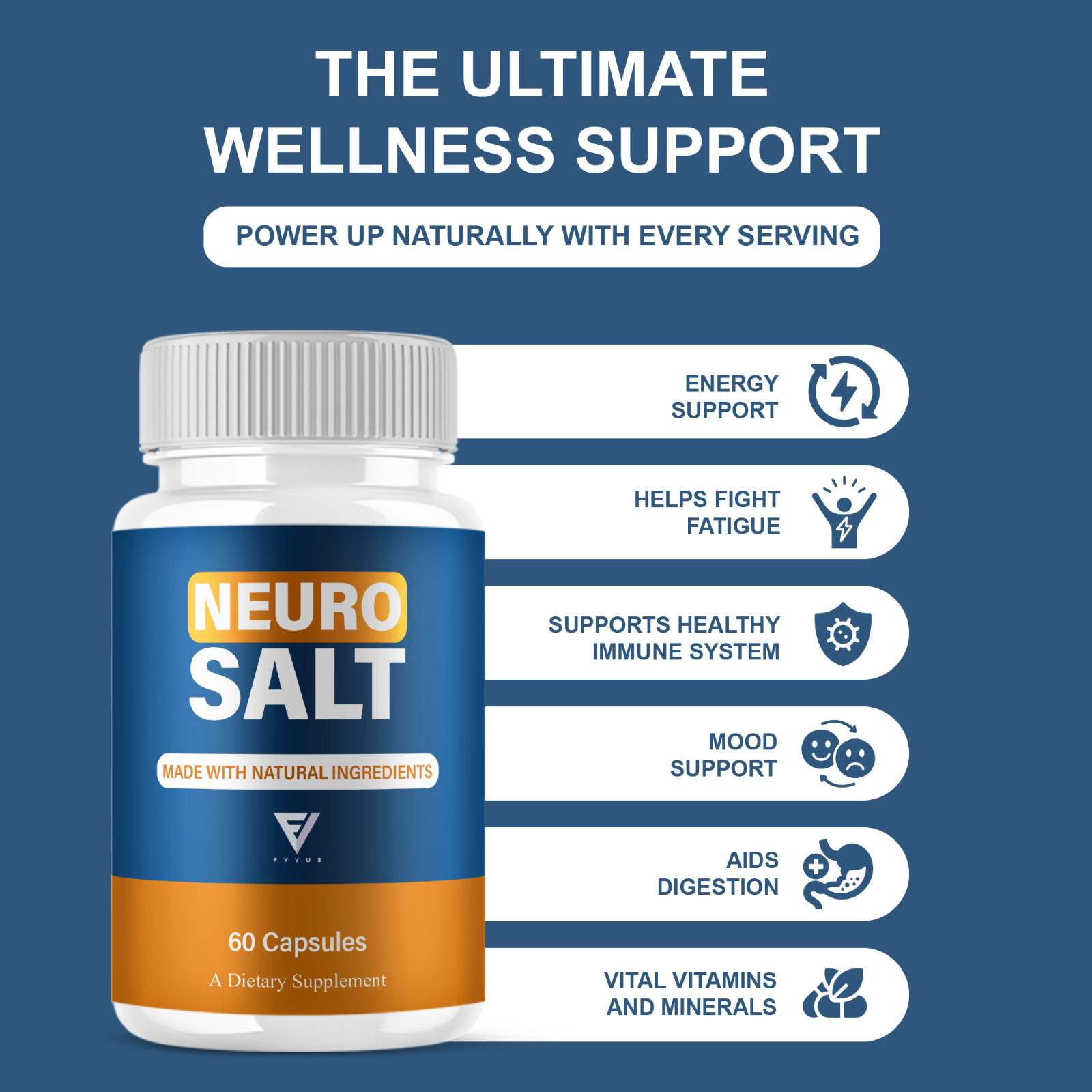 (5 Pack) Neuro Salt Capsules, Neuro Salt Nootropic Supplement (300 Capsules)