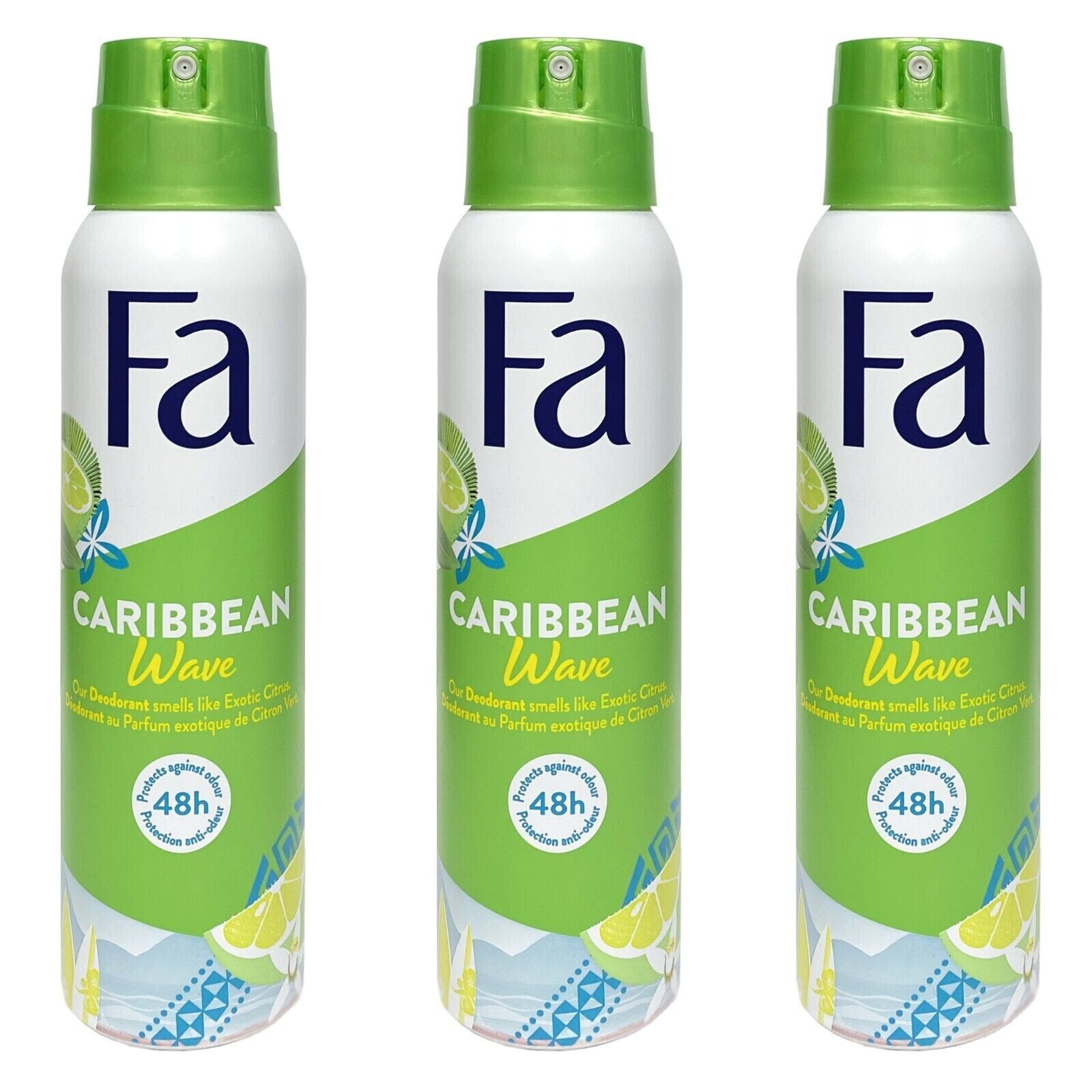 Fa Caribbean Lemon Deodorant Spray 150ml (Pack of 3)