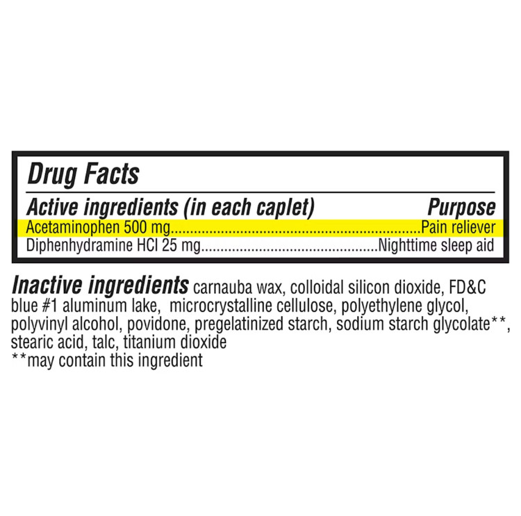 Acetaminophen PM Extra Strength Sleep Aid Pain Relief Compare to Tylenol 500 ct