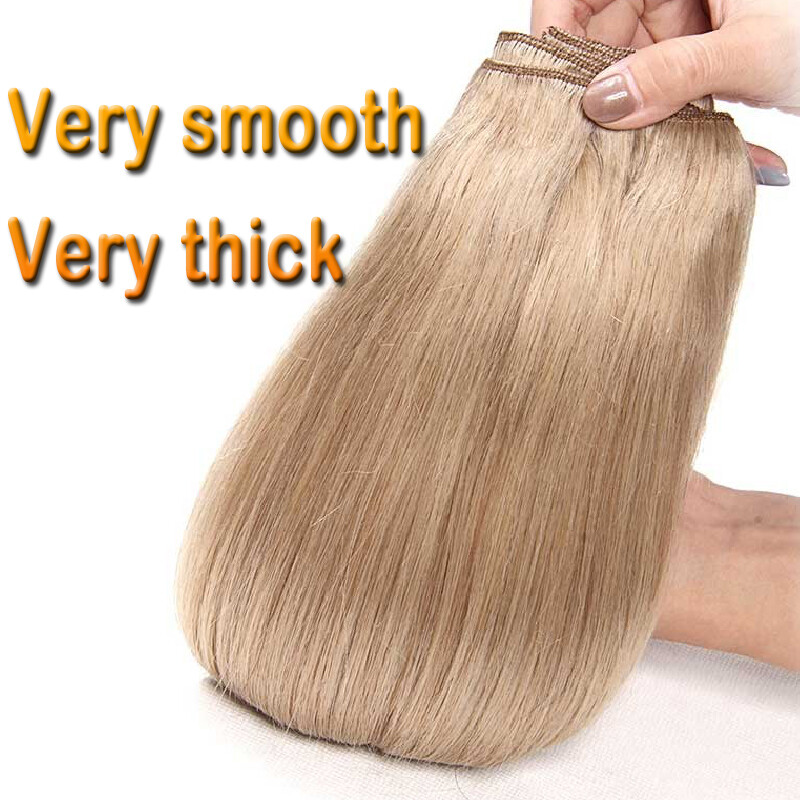 10-24inch 200G Long Thick Double Weft Clip in Remy Human Hair Extensions Blonde