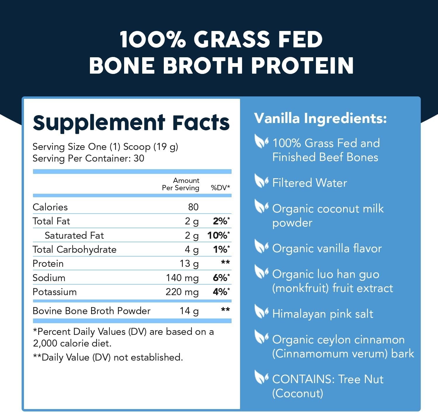 Paleovalley Bone Broth Protein Powder, 100% Grass-Fed, Vanilla, Collagen Rich An