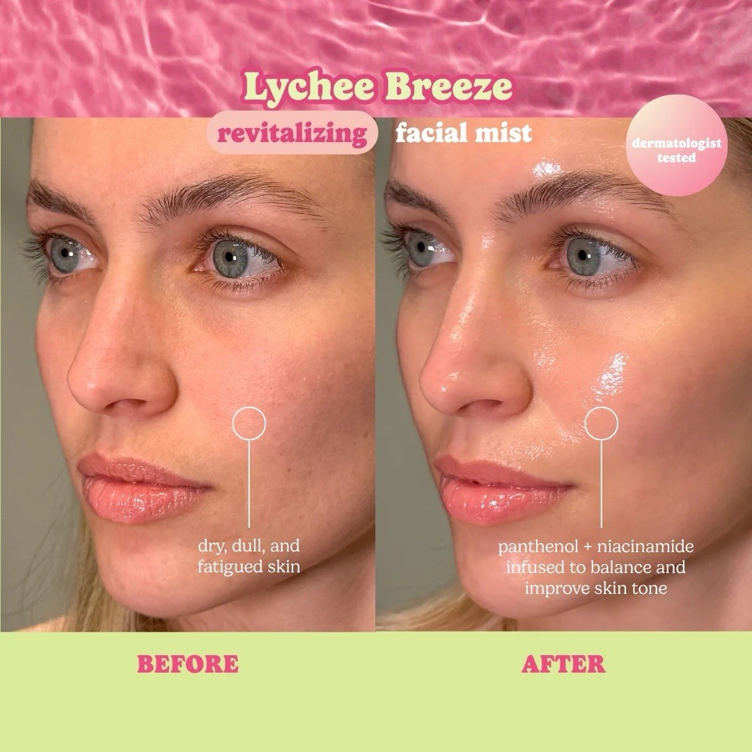 Lychee Green Tea Caffeine Facial Mist Breeze Revitalizing Infused Water
