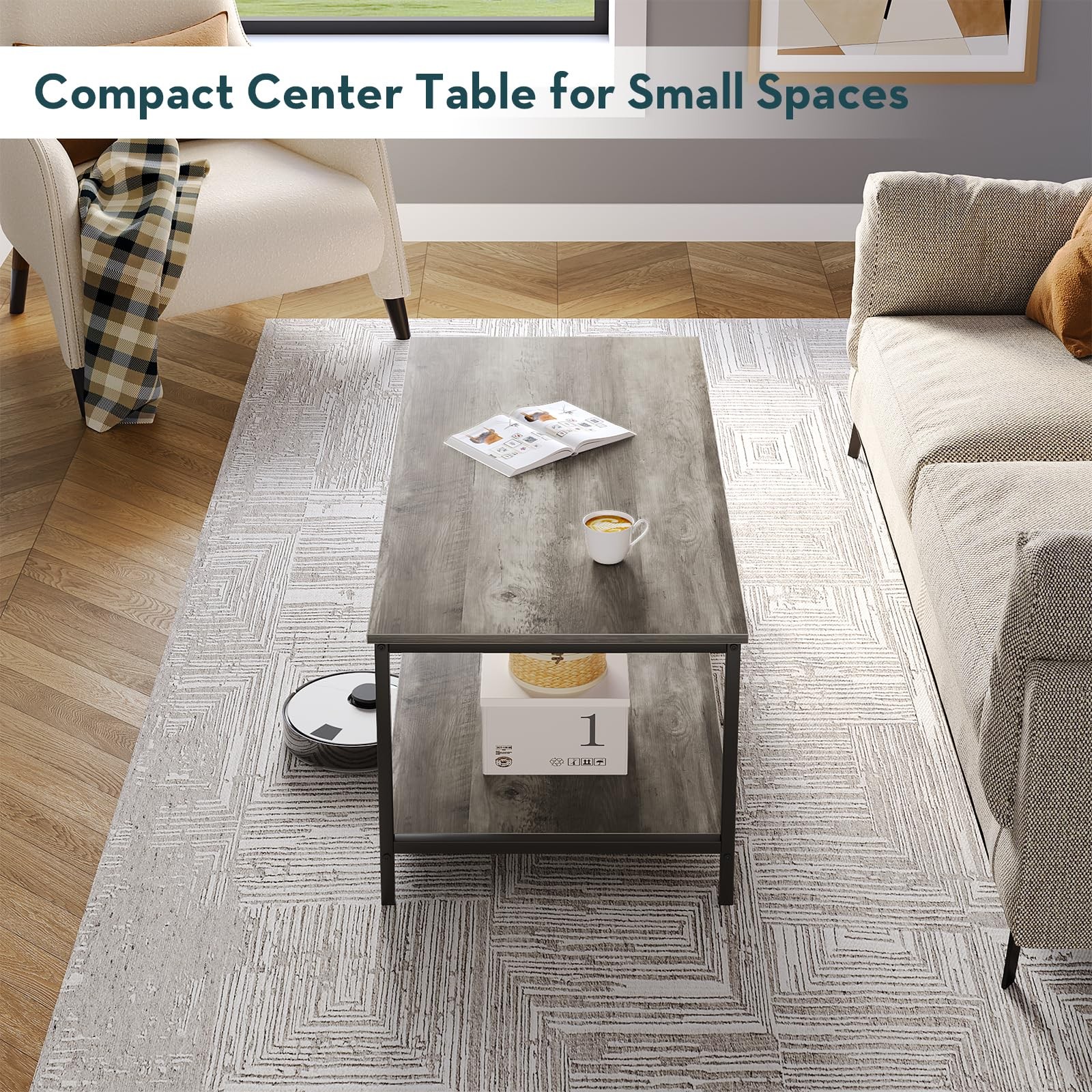 Saygoer Coffee Table Simple Modern Rectangular Center Table Open Space