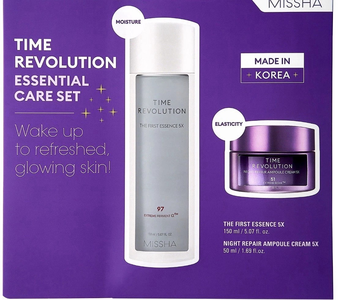 Missha First Essence Toner 5.07 fl oz and Night Repair Ampoule Cream 1.69 fl oz