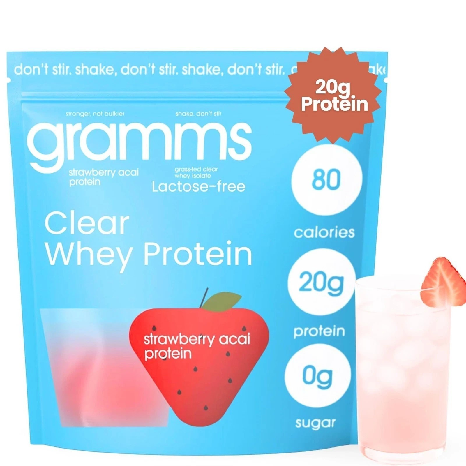 NEW GRAMMS Clear Protein Powder 20G Protein for Women & Men