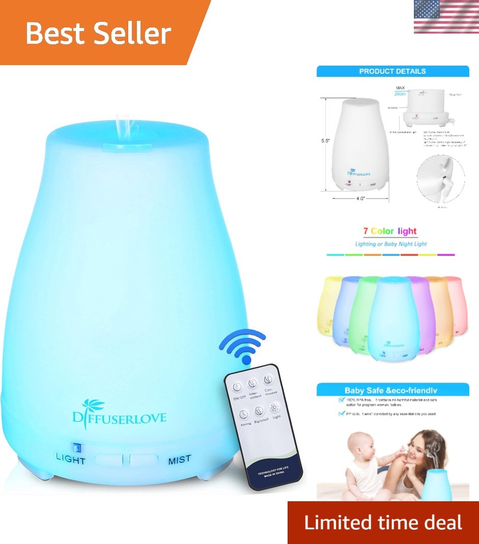 Whisper-Quiet Ulraonic Diffuser – LED Color Aromatherapy Humidifier for Any Room