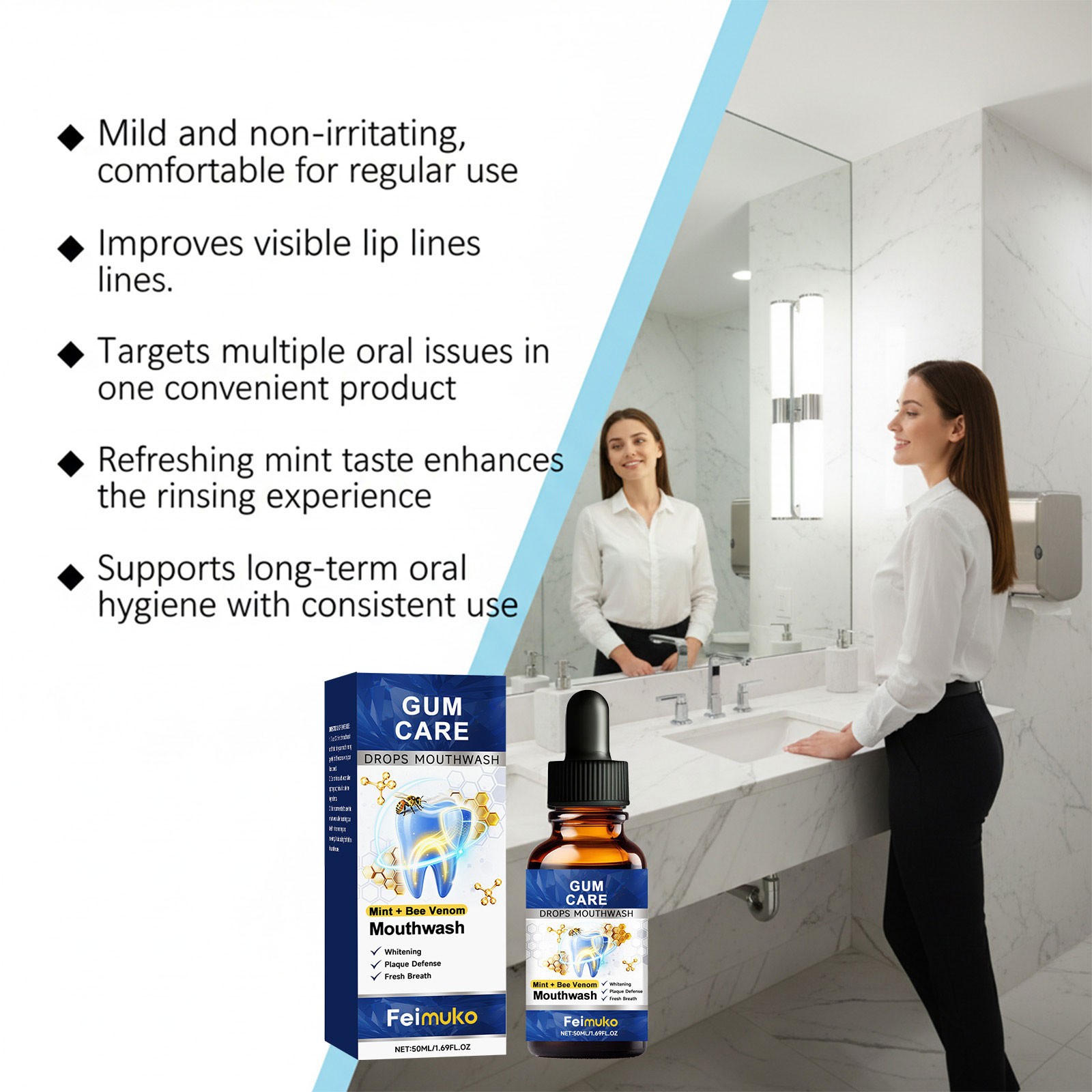 BeeTakt Drops Mouthwash, Natural Gum Therapy Drops 50ml