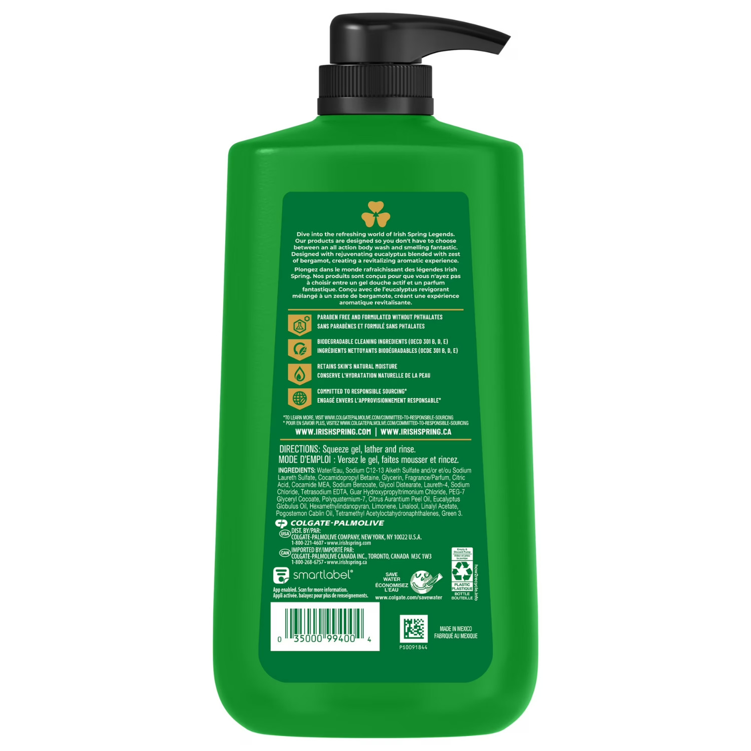 2 Pack Irish Spring 5 in 1 Moisturizing Men Body Wash 30 fl oz Large Bottles