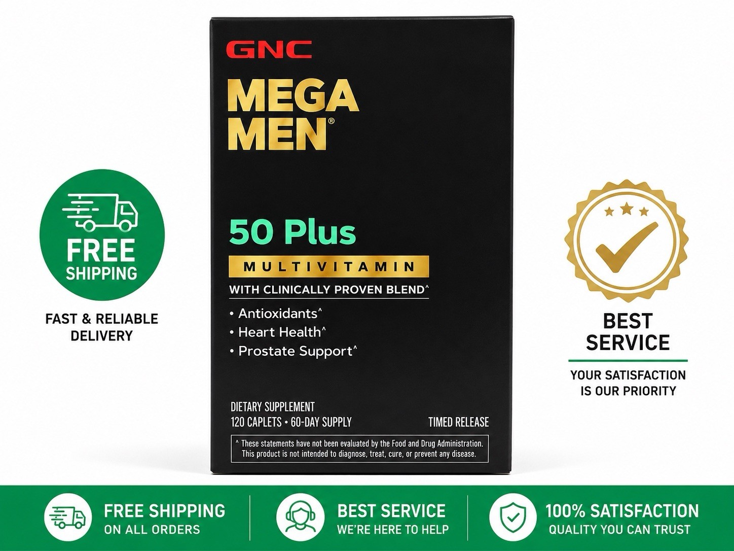 GNC Mega Men 50 Plus Multivitamin Pack of 120 And Free Ship Ex 11/27