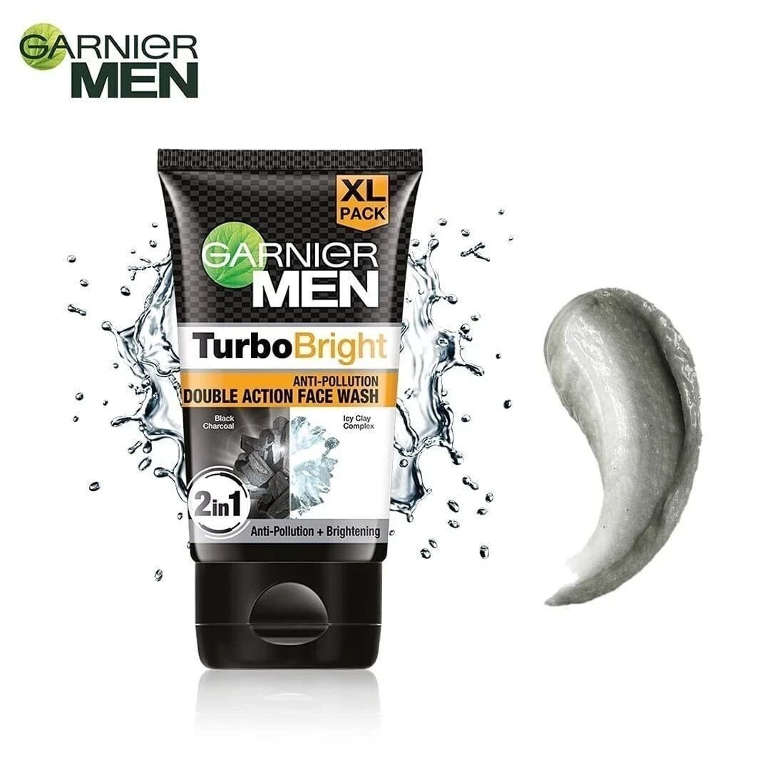 Garnier Men, Face Wash, Brightening & Anti-Pollution, Double Action 150g