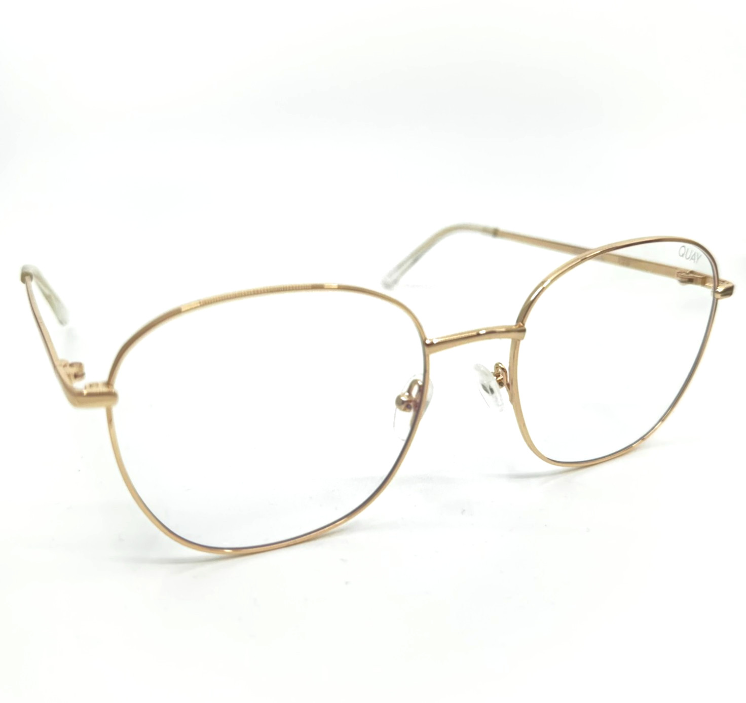 QUAY JEZABELL 126 Gold Eyeglasses Frame Blue Light Round Full Rim Eyewear
