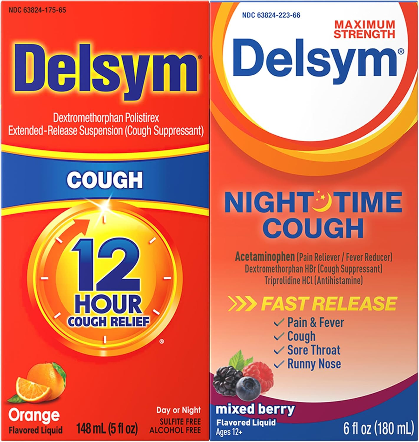 12 Hour Cough 5 Oz. and Nighttime Fast Relief 6Oz, Combo Pack