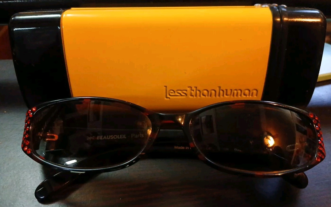 Frederic Beausoleil O336 Black/Red Rinestone Eyeglasses+Less Than Human Case