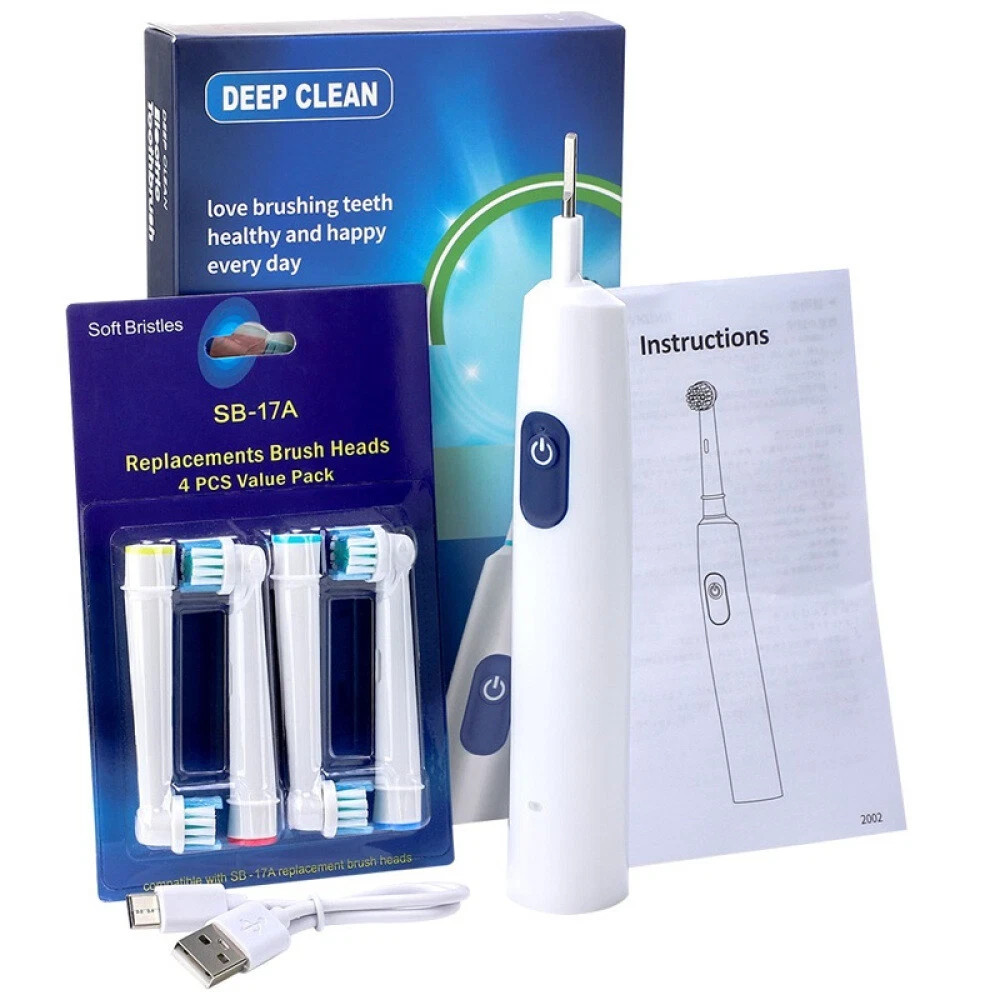 Pro Rotating Electric Toothbrush Rechargeable With 4 Brush Heads 5 Modes Timer