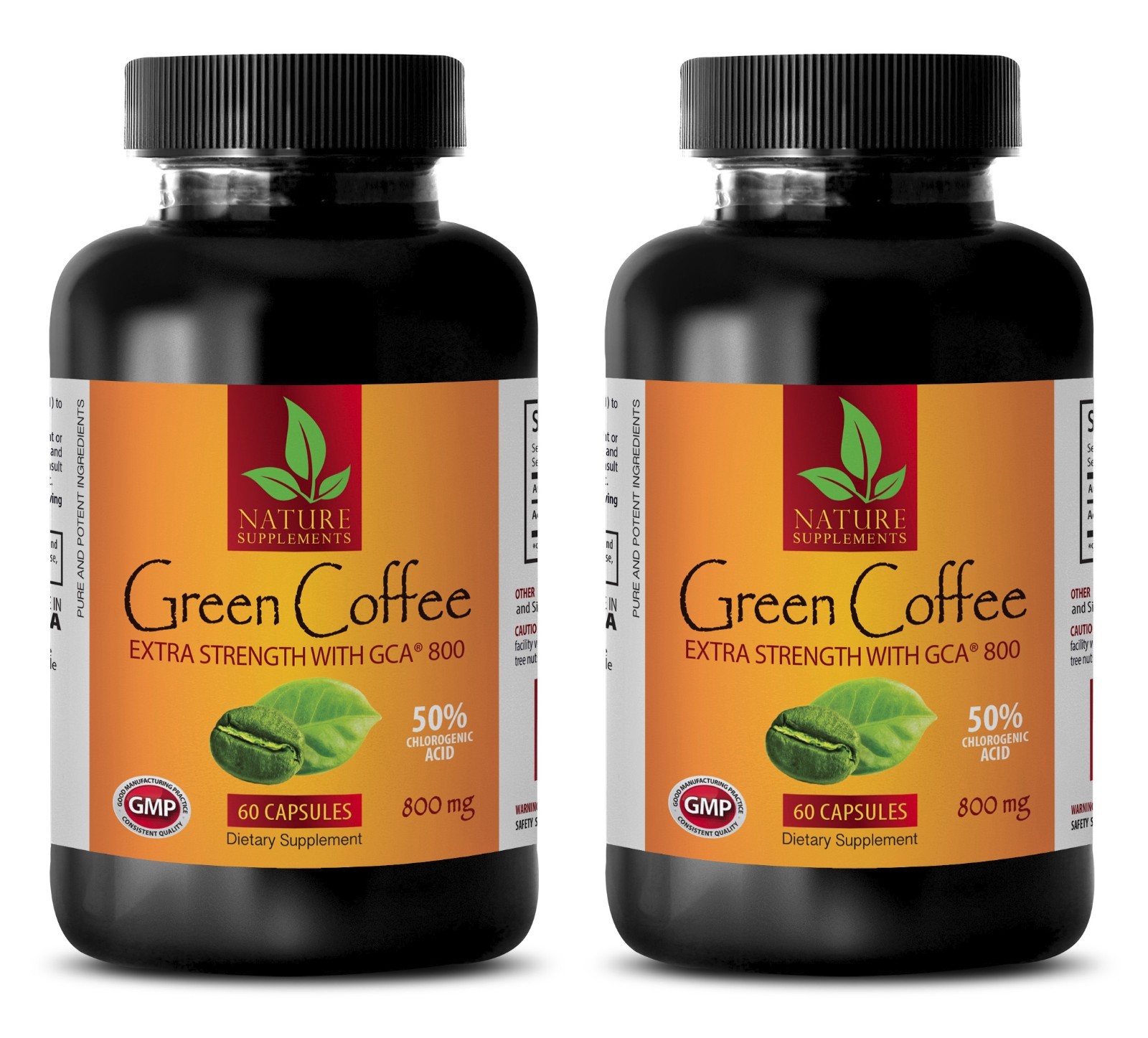 Green Coffee Bean Extract GCA 800mg 50% Chlorogenic Acid (2 Bottles)