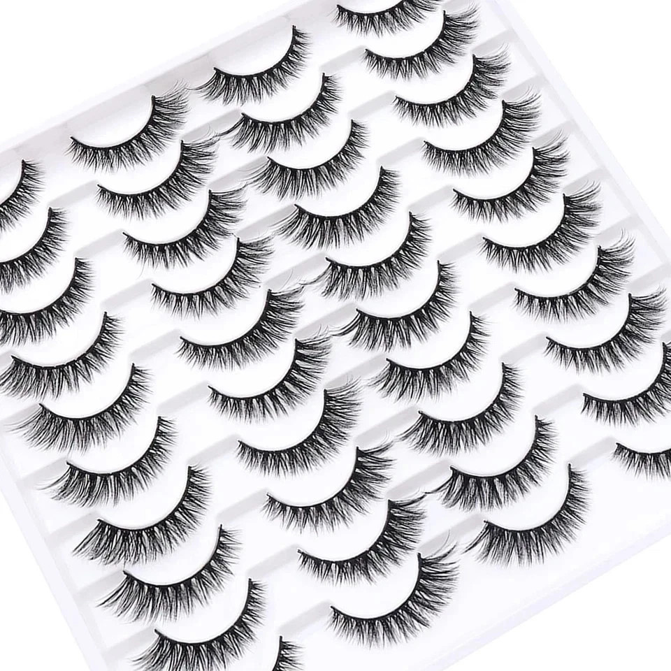False Eyelashes 20 Pairs Wispy Lashes Faux Mink Lashes 14Mm 3D Fluffy Cat Eye la