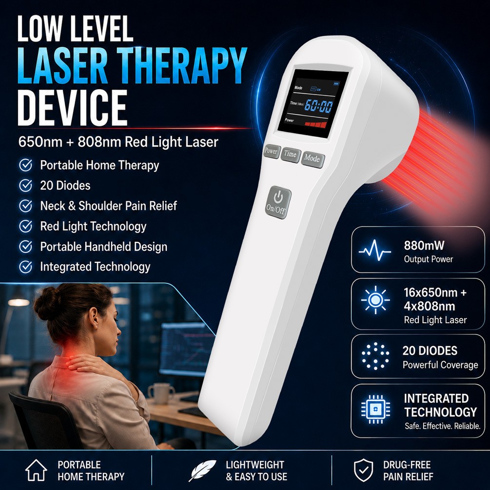 Portable 880mW Red Light Laser Therapy for Back Neck Knee Joint Pain Treatment