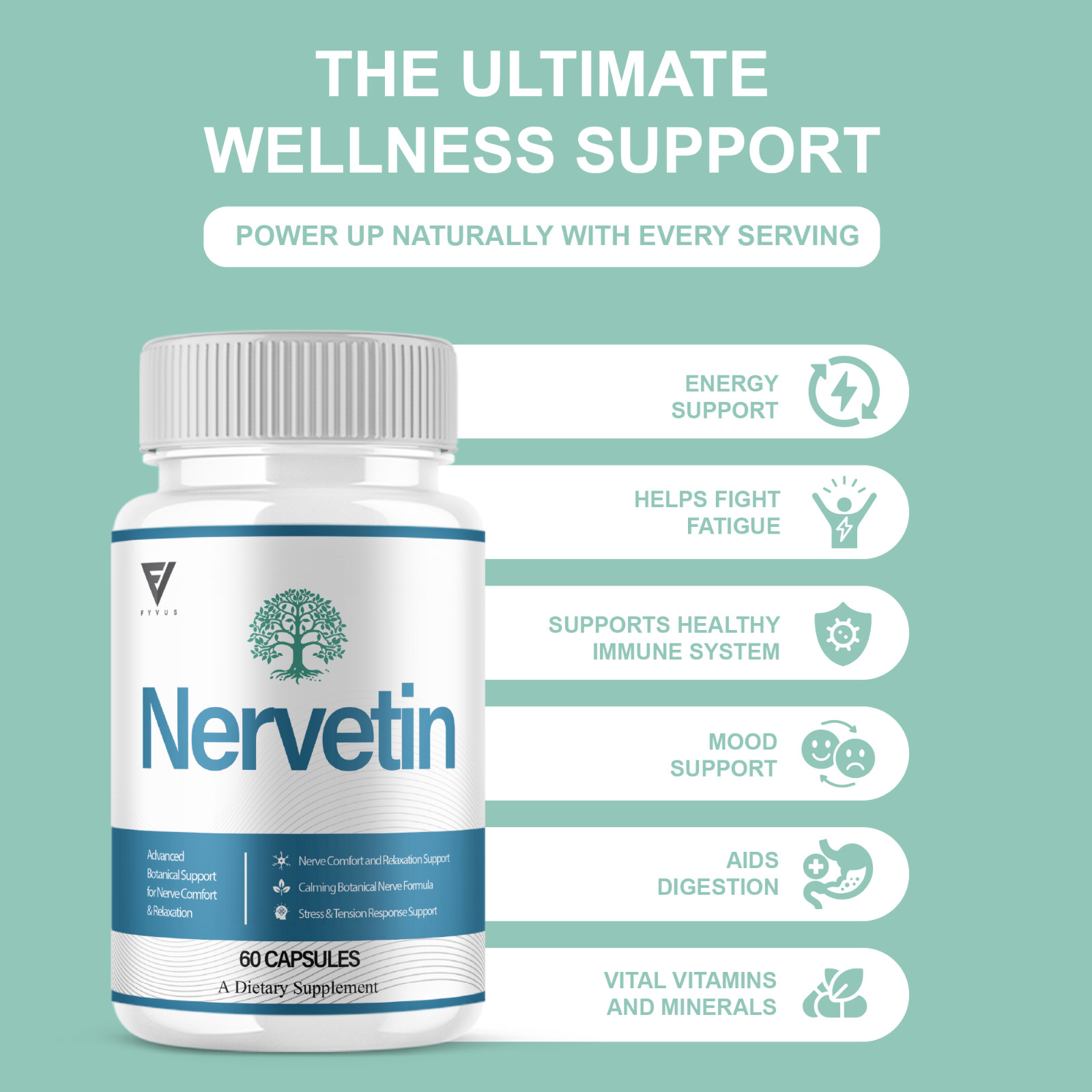 (5 Pack) Nervetin Nootropic Supplement, Nervetin Maximum Strength (300 Capsules)