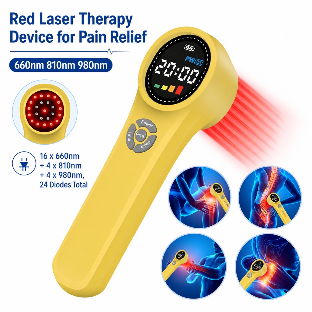 LLLT Cold Laser Therapy NIR Red Light Treatment for Chronic Pain, Wound Healing