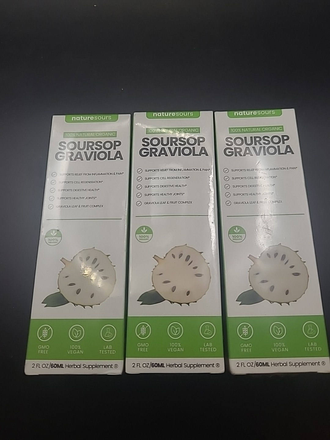 3 X Soursop Graviola Liquid Drops 100% Natural Organic GMO Free Exp. 12/2026