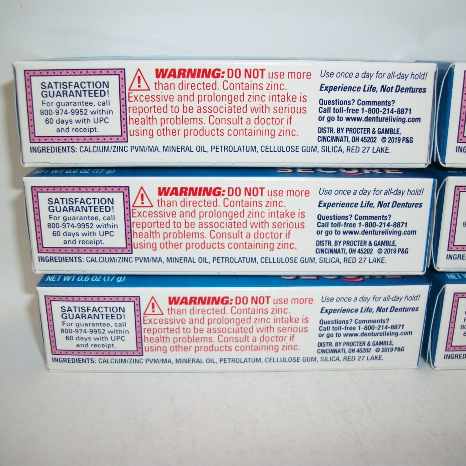 6 Tubes Fixodent Secure Denture Adhesive Cream Travel Purse Size 0.6oz Each