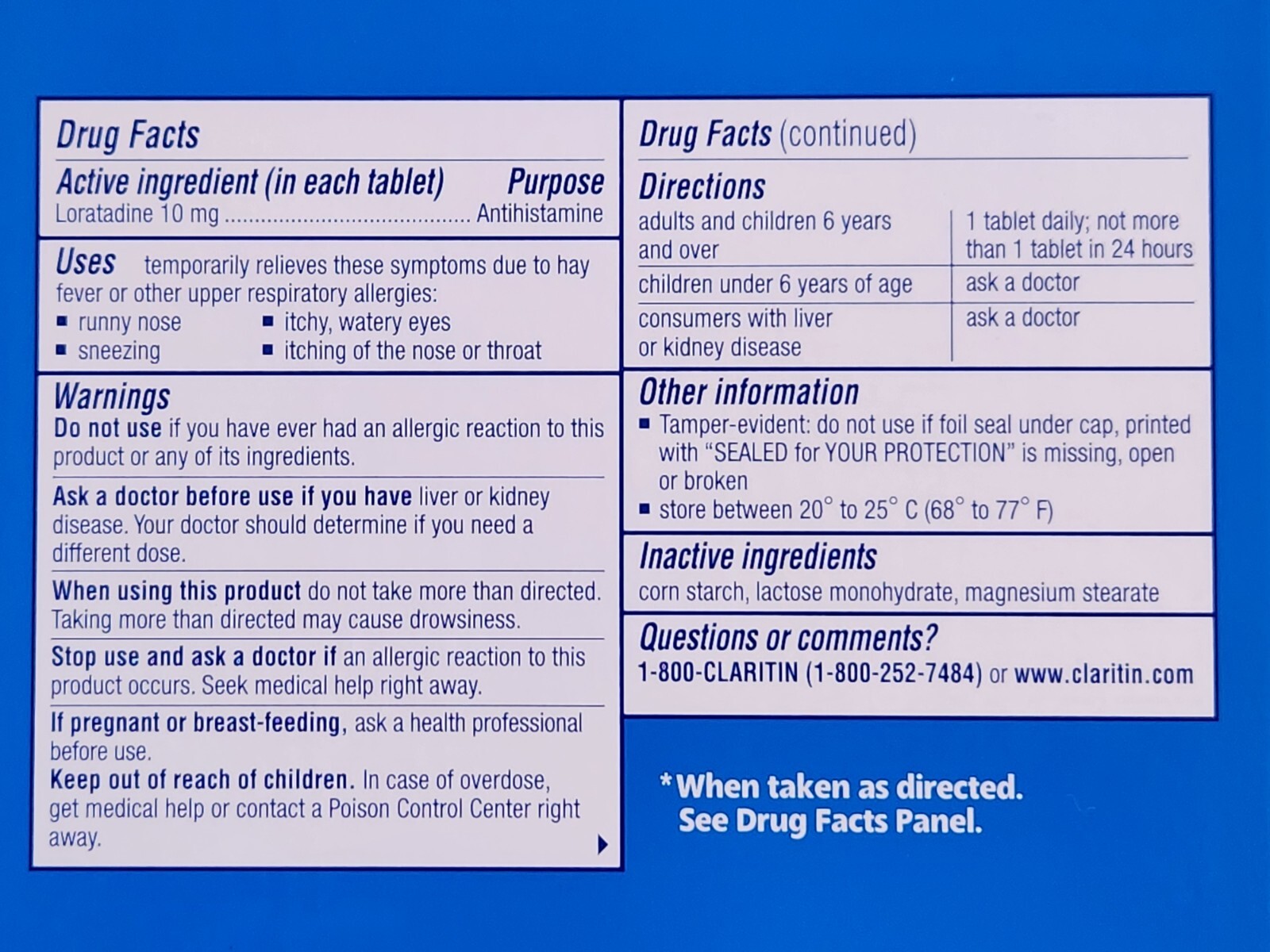 Claritin 10mg antihistamine 24hr allergy relief non drowsy 115 tabs Exp 5/28 NEW