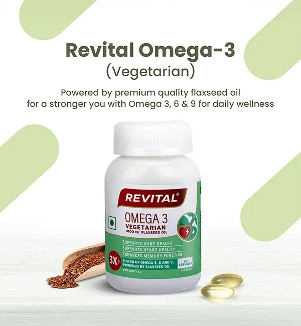 Revital Omega 3 Vegetarian 1000 mg Flaxseed Oil, 60 Capsules
