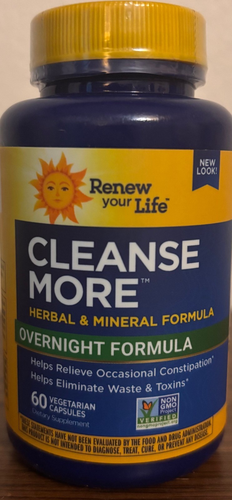 RenewLife Cleanse More Overnight Formula 60 Vegetarian Capsules Herb/Mineral