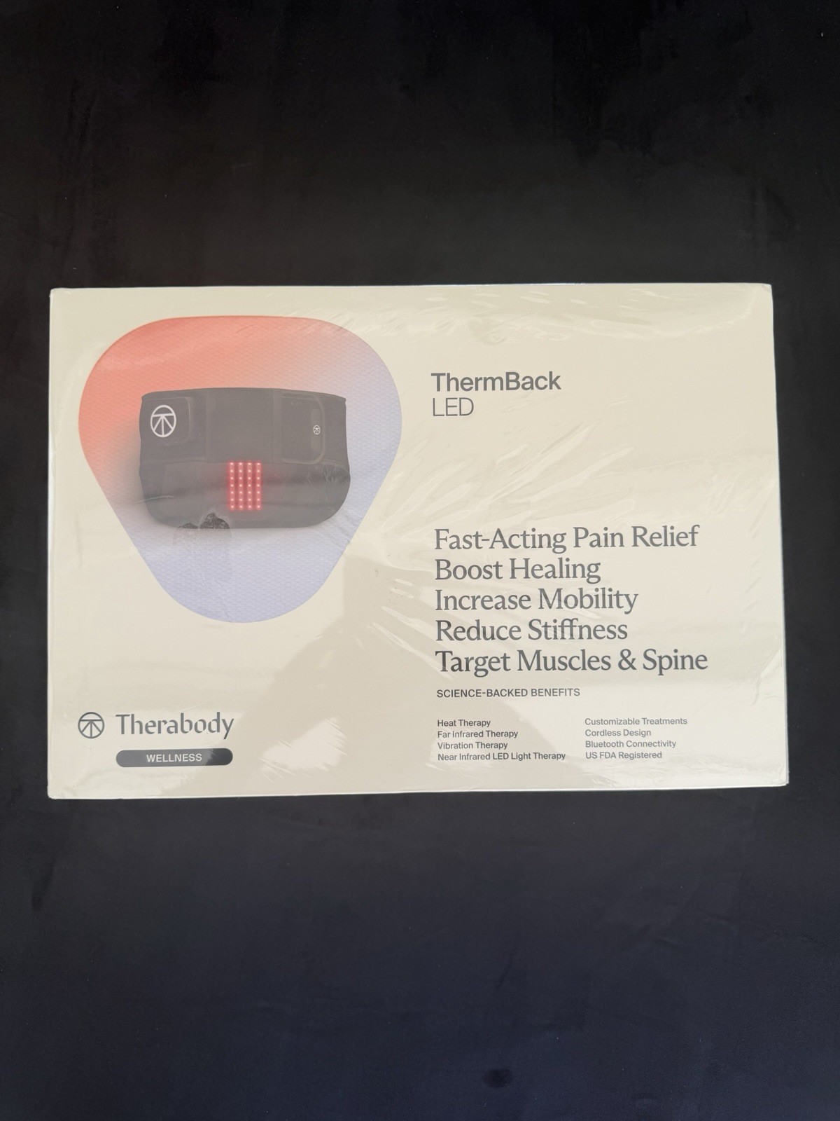 Therabody ThermBack LED Back Wrap Heat Infrared Vibration Therapy New Sealed Box