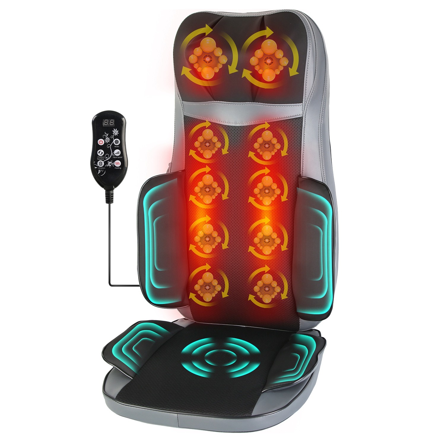 Back Massager with Heat Vibration Kneading Massage Chair Pad for Home Office