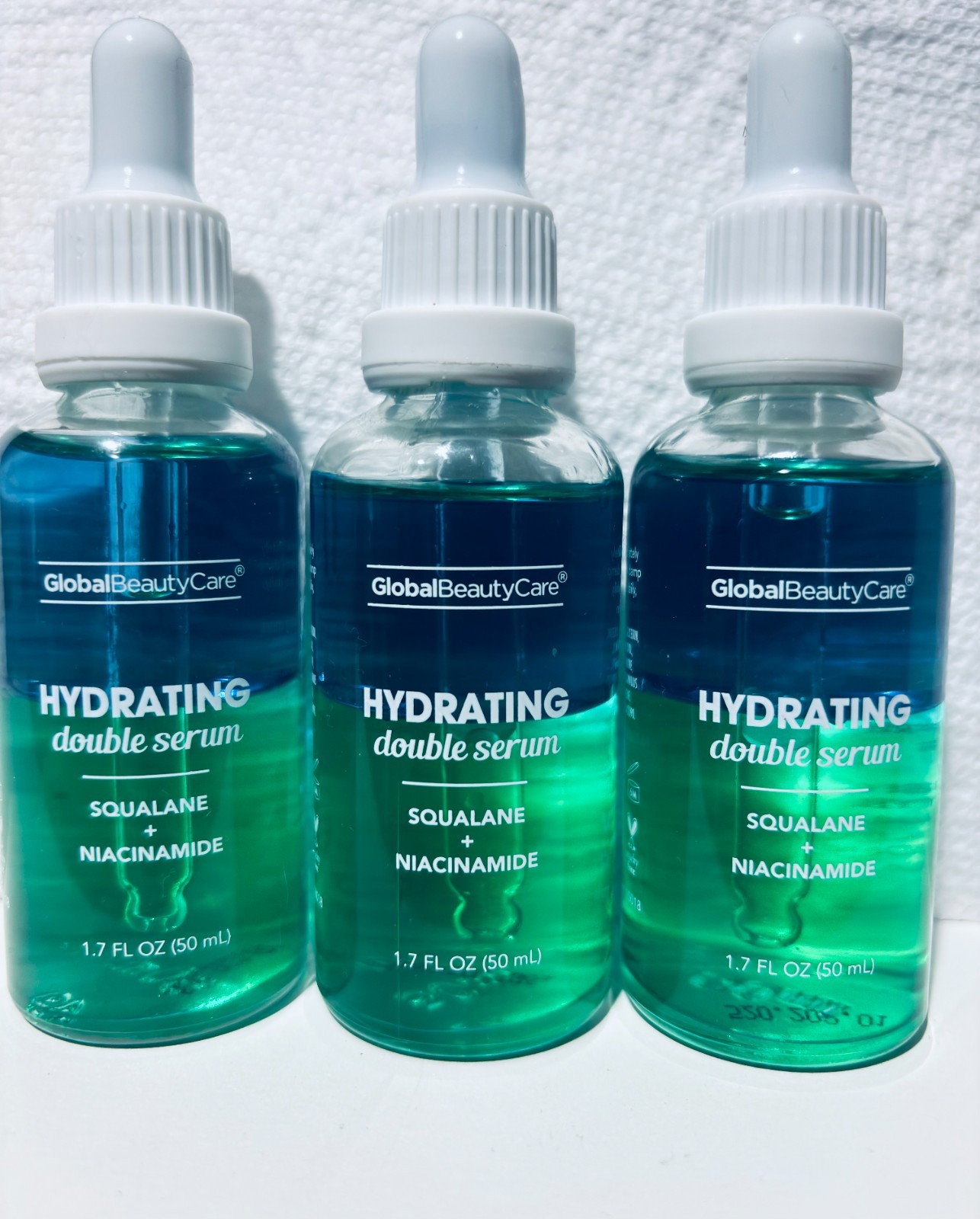 3 Pack Global Beauty Care Hydrating Double Serum – Squalane + Niacinamide New –