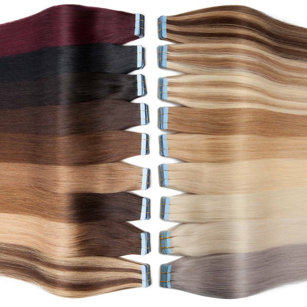 40PCS Tape In 100% Real Remy Russian Human Hair Extensions Skin Weft 100g Thick