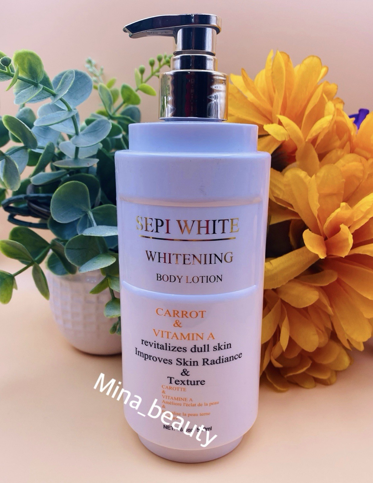 SEPI WHITE Whitening Body Lotion Carrot Extract & Vitamin A 16.8 oz/500 mL