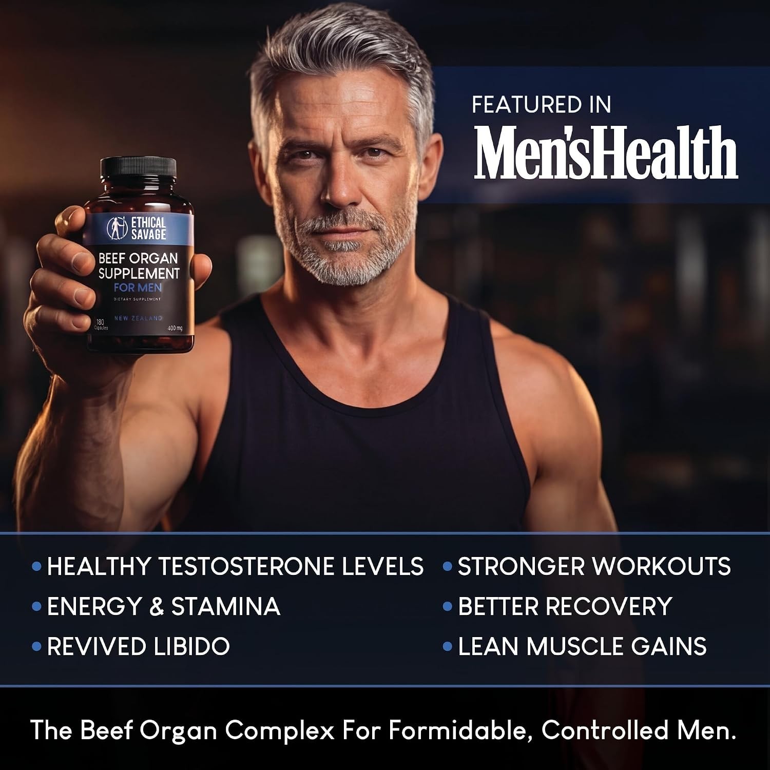 Beef Organ Supplement for Men Grass-Fed Testicle Blood Liver Heart & Bone Marrow