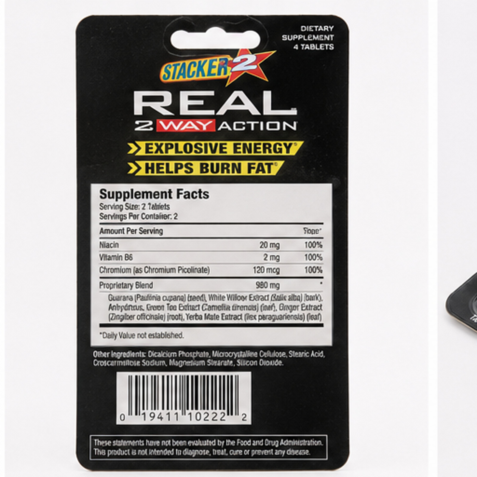Stacker TWO Real 2 Way Action Energize 4 ct x 24 Cards = (96 TABLETS)