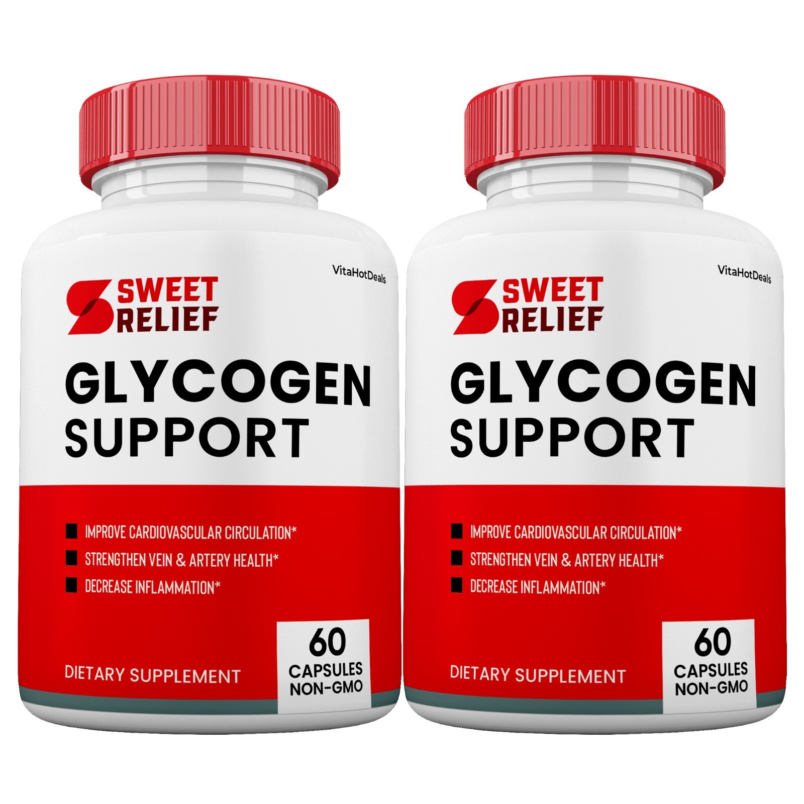 Sweet Relief Glycogen Control Capsules, Blood Vessel Supplement (2 Pack)