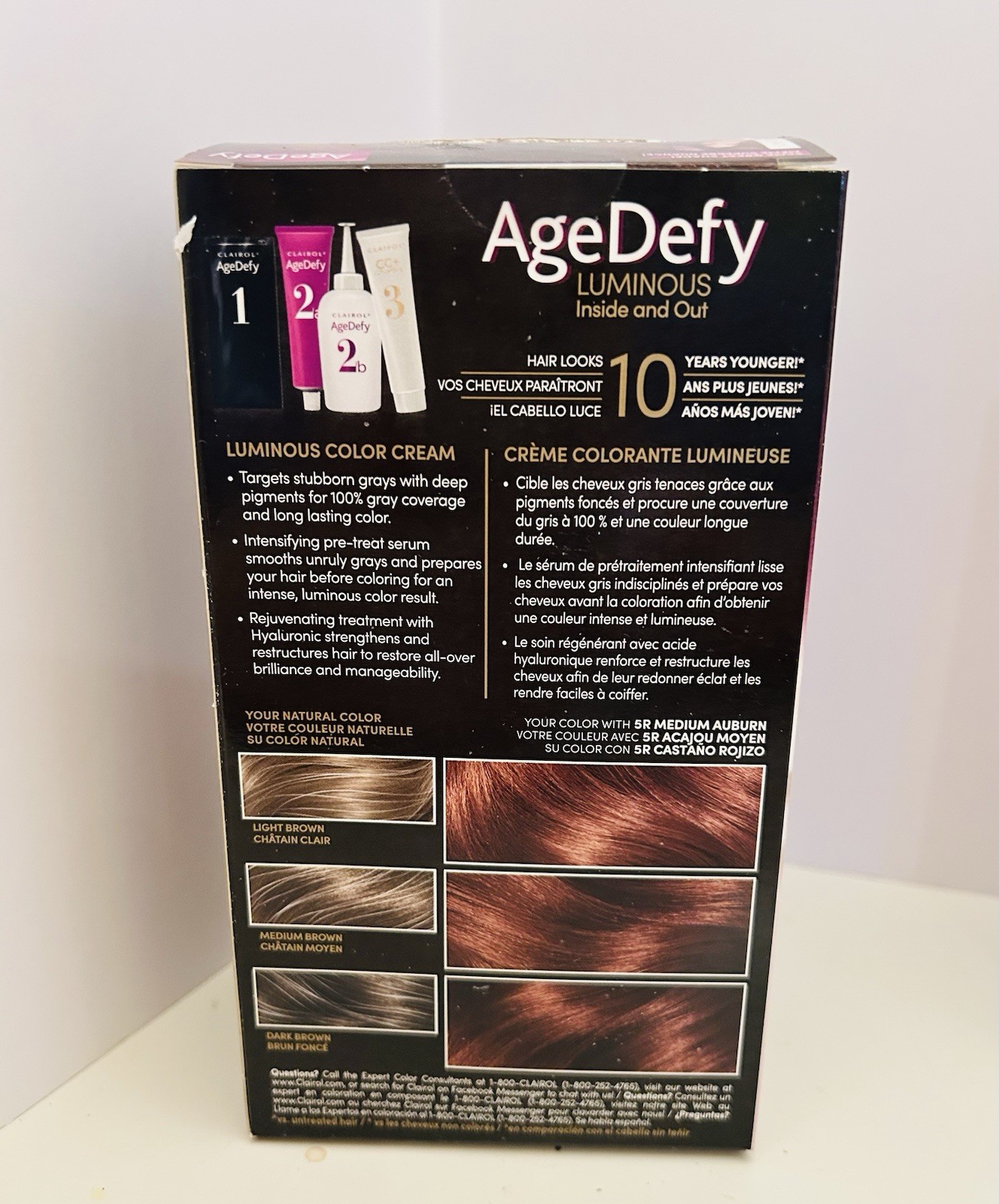Set Of 7 ~ Clairol AGE DEFY 5R Medium Auburn Hair Color **box damage to some**