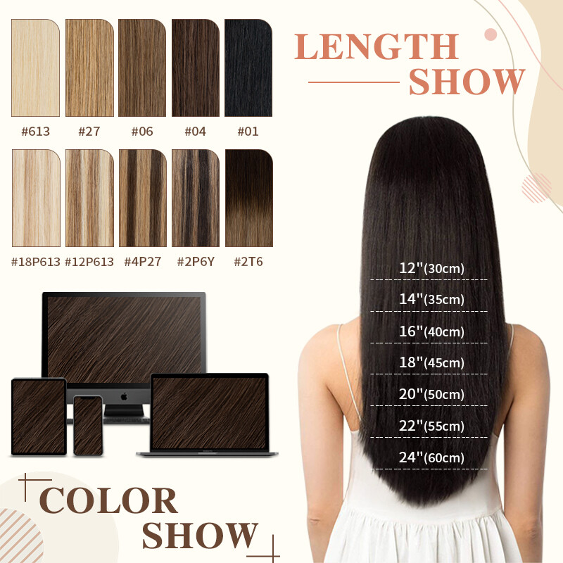HAIRRO Tape In 100% Real Remy Human Hair Extensions Double Drawn Thick 25-100g