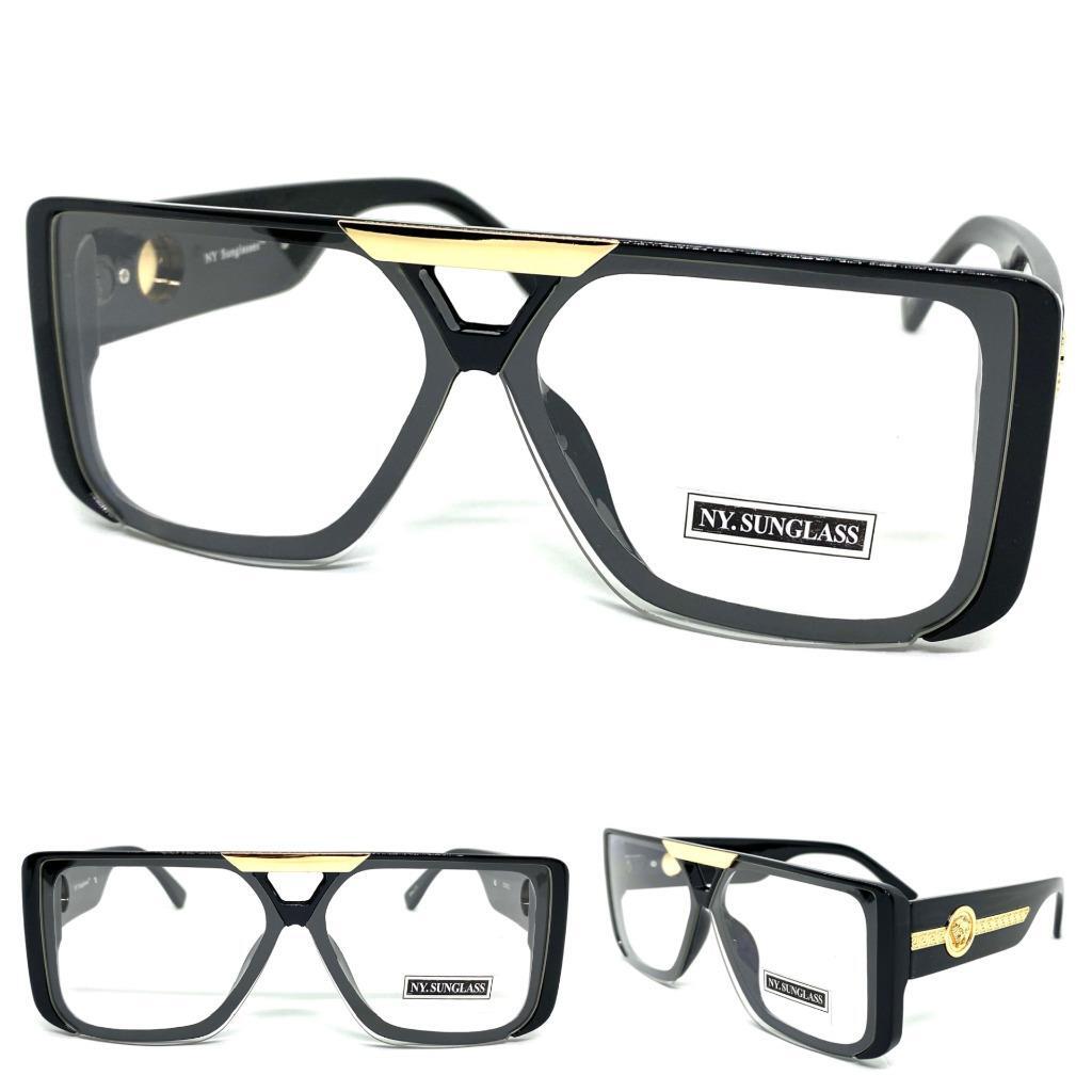 Men Classic Modern Retro Hip Hop Rapper Style Clear Lens EYE GLASSES Black Frame
