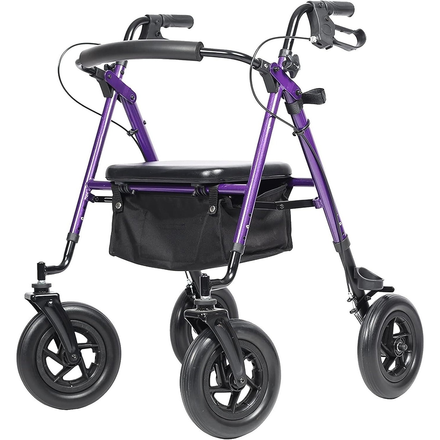 Elenker 10″ All Terrain Walker with Seat & Backrest – 300lb Rollator for Elderly