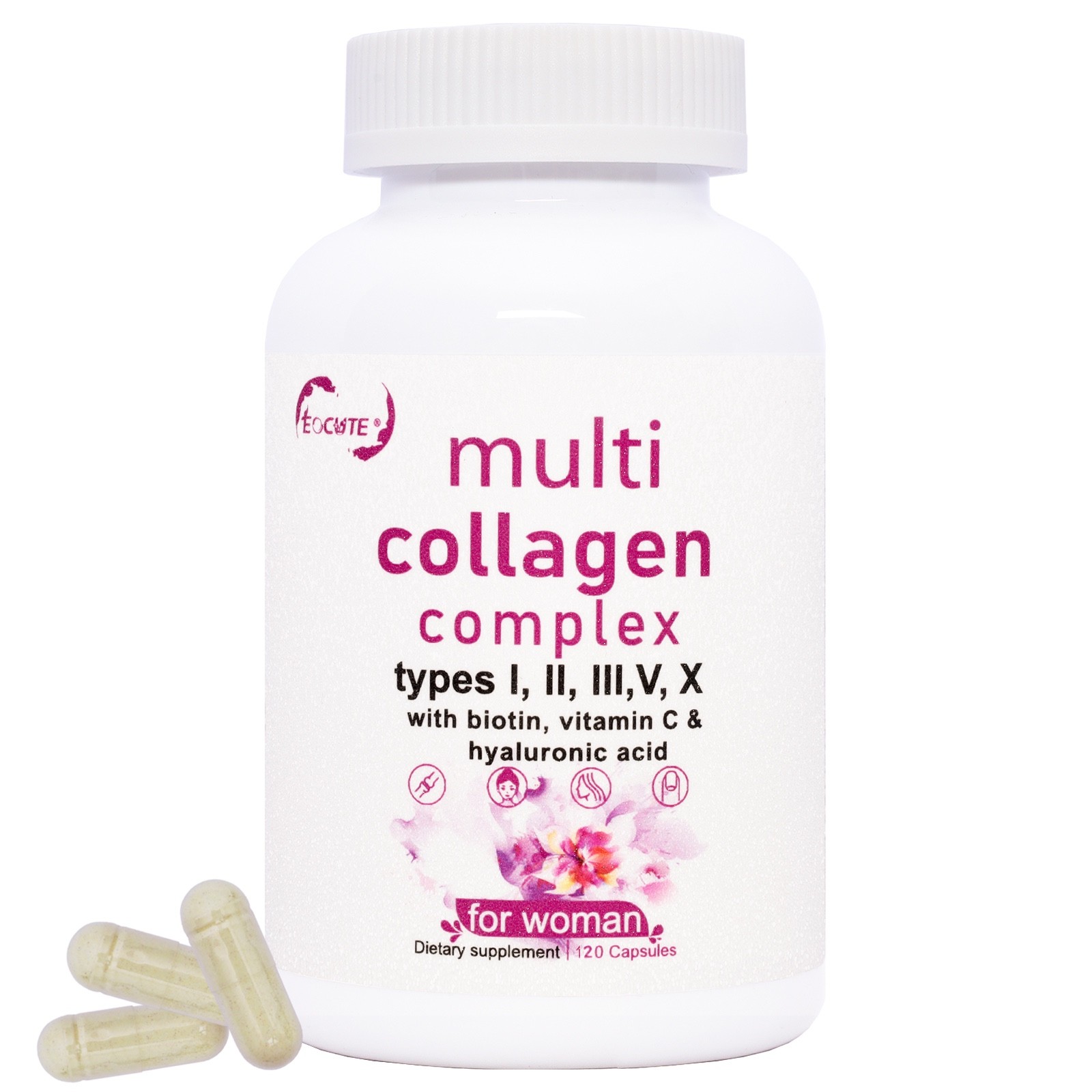 Type I, II, III, V, X Multi Collagen 120 Capsule Supplement for Women Men NEW