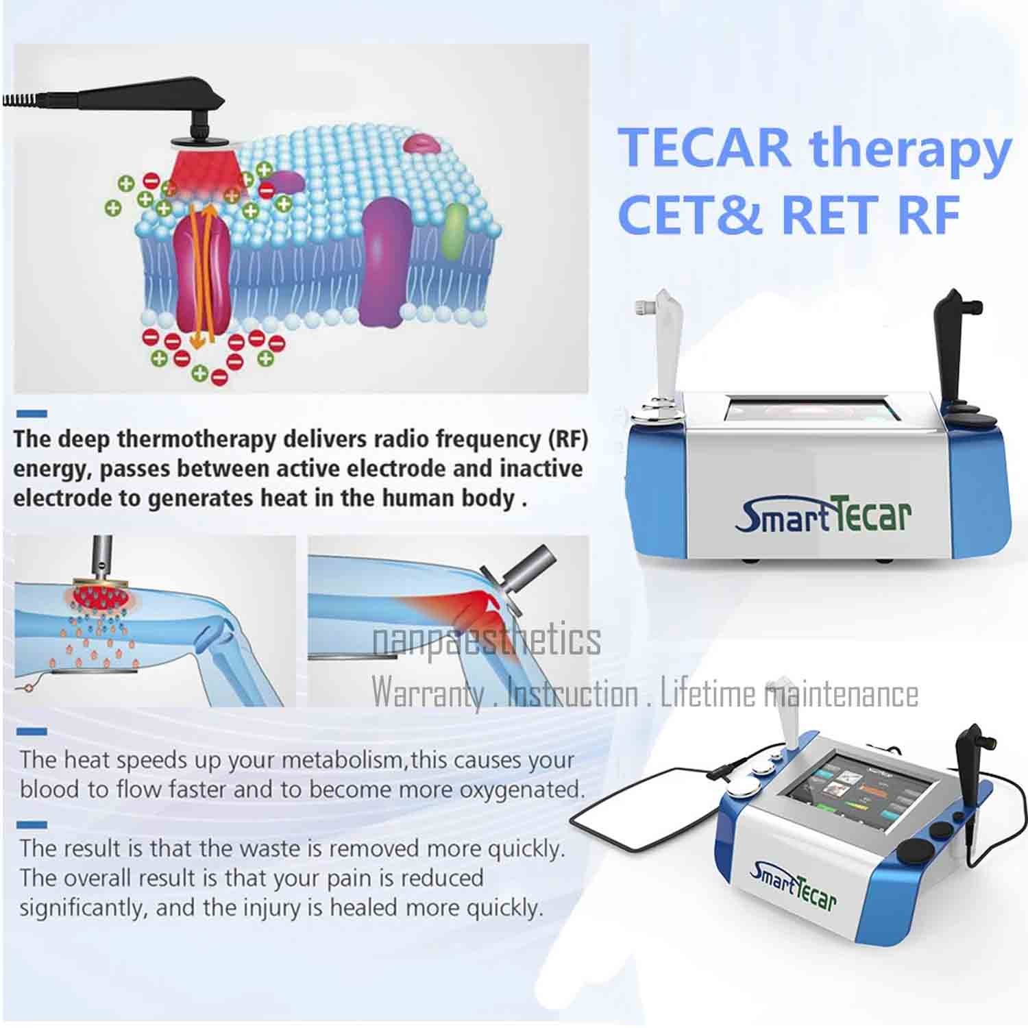 Smart Tecar Therapy Machine RET CET Physiotherapy Body Slim Massage Pain Relief