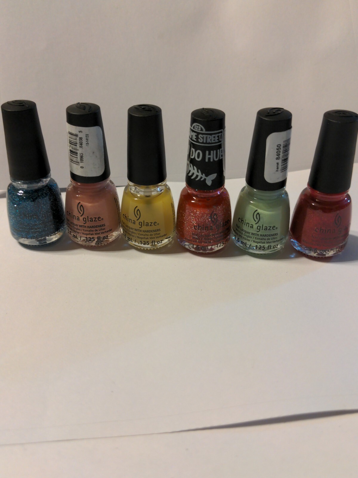 China Glaze Nail Lacquer with hardener Mini’s Lot of 6Different Shades new.
