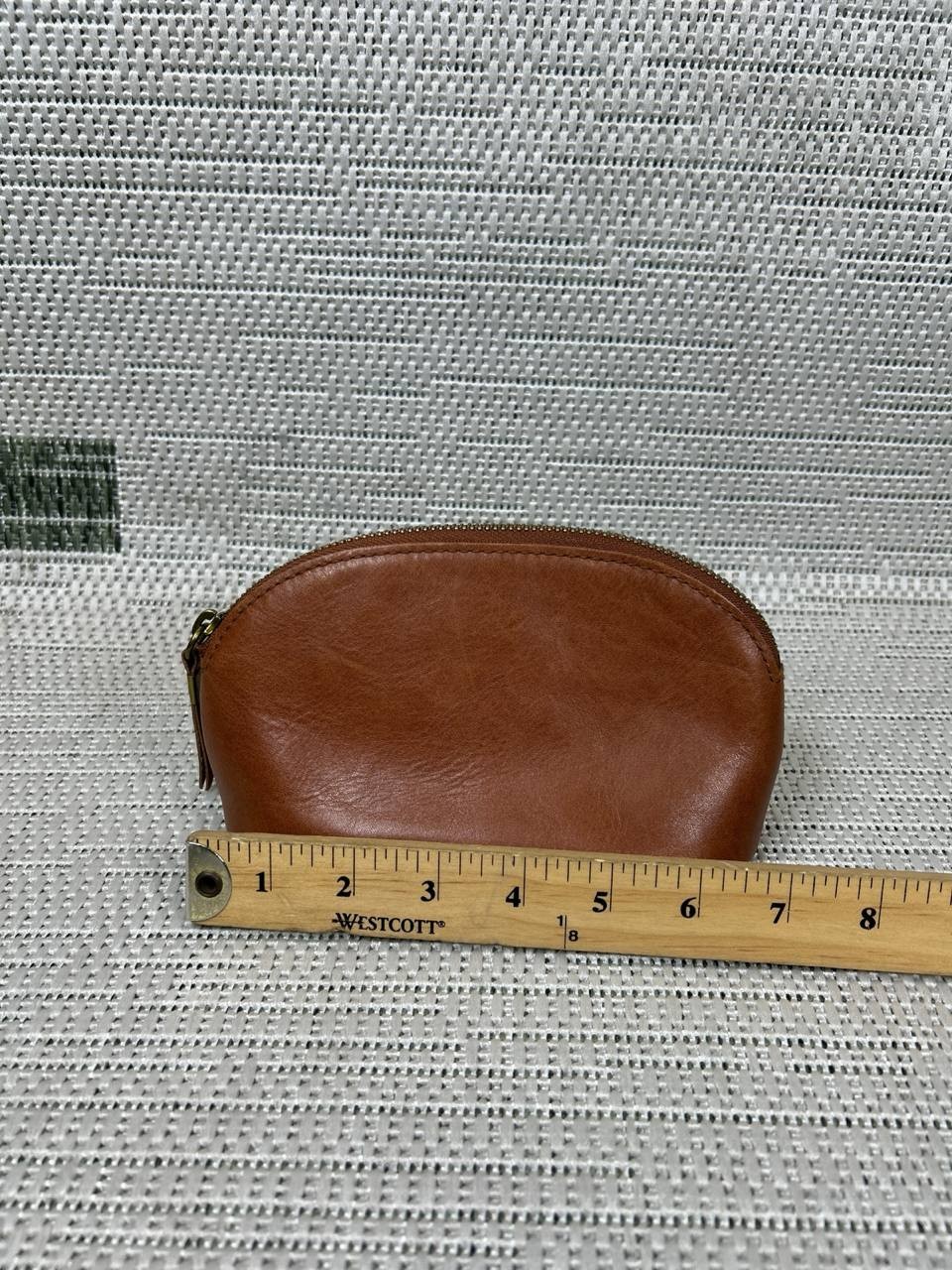 Madewell Makeup Bag Womens English Saddle Brown Leather Zipper Pencil Pouch