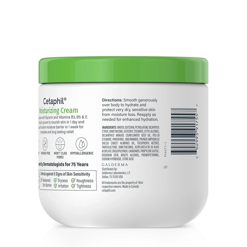 NEW!.. Cetaphil Moisturizing Cream Dry Sensitive Skin Lotion Family-Size 20 oz