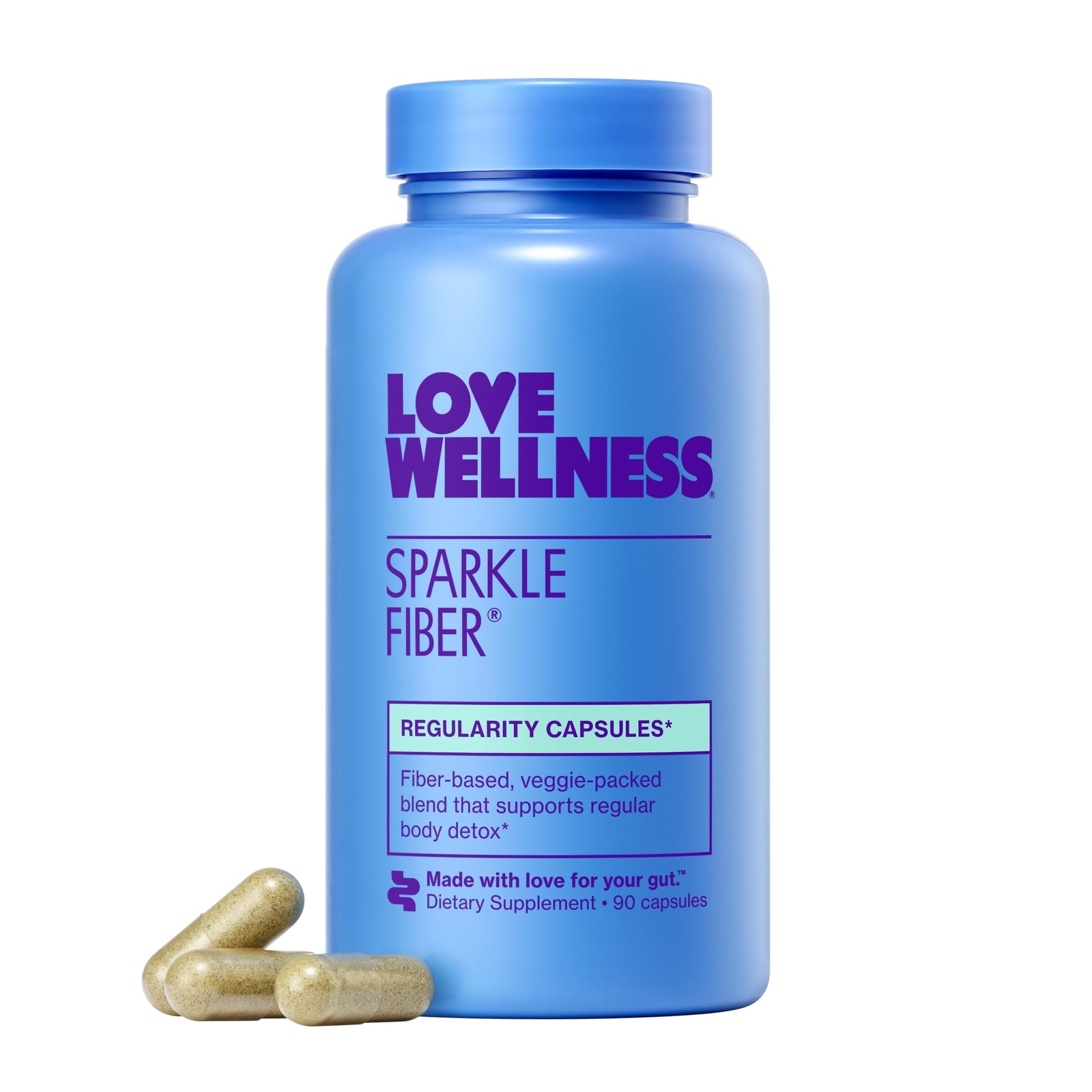 Love Wellness Sparkle Fiber | Fiber Supplement with Digestive Enzymes | Green…