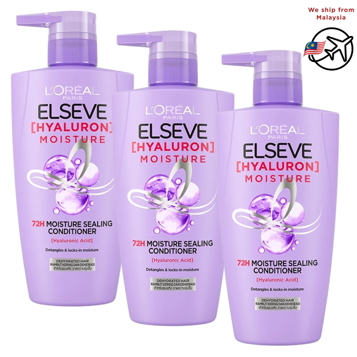 L’Oréal Paris ELSEVE Hyaluron 72H Moisture Sealing Conditioner 375ml – 3 PACK