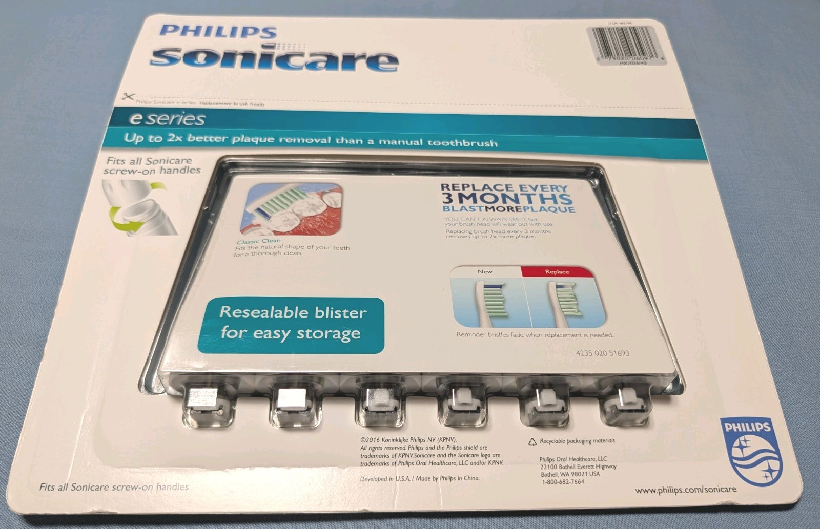 NEW Philips Sonicare 6 Plus 2 Extra Tooth Brush Heads E Series HX7026/40 HX702